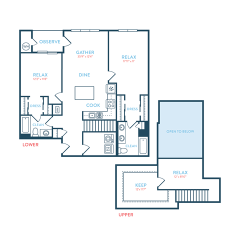 Floor plan for 2 beds, 2 baths, 1626 sqft